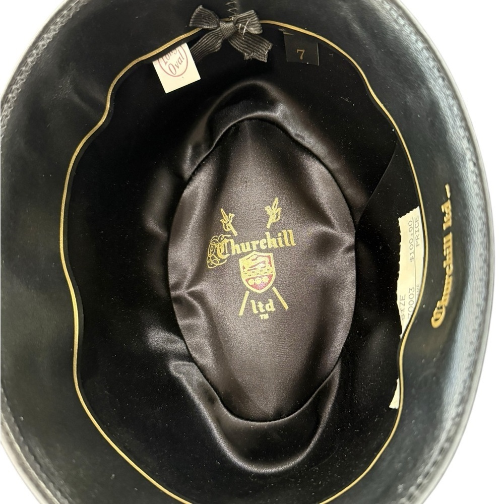 Churchill LTD Black Homburg Fedora /Bowler Hat Size 7 Long Oval Vintage - Picture 5 of 6